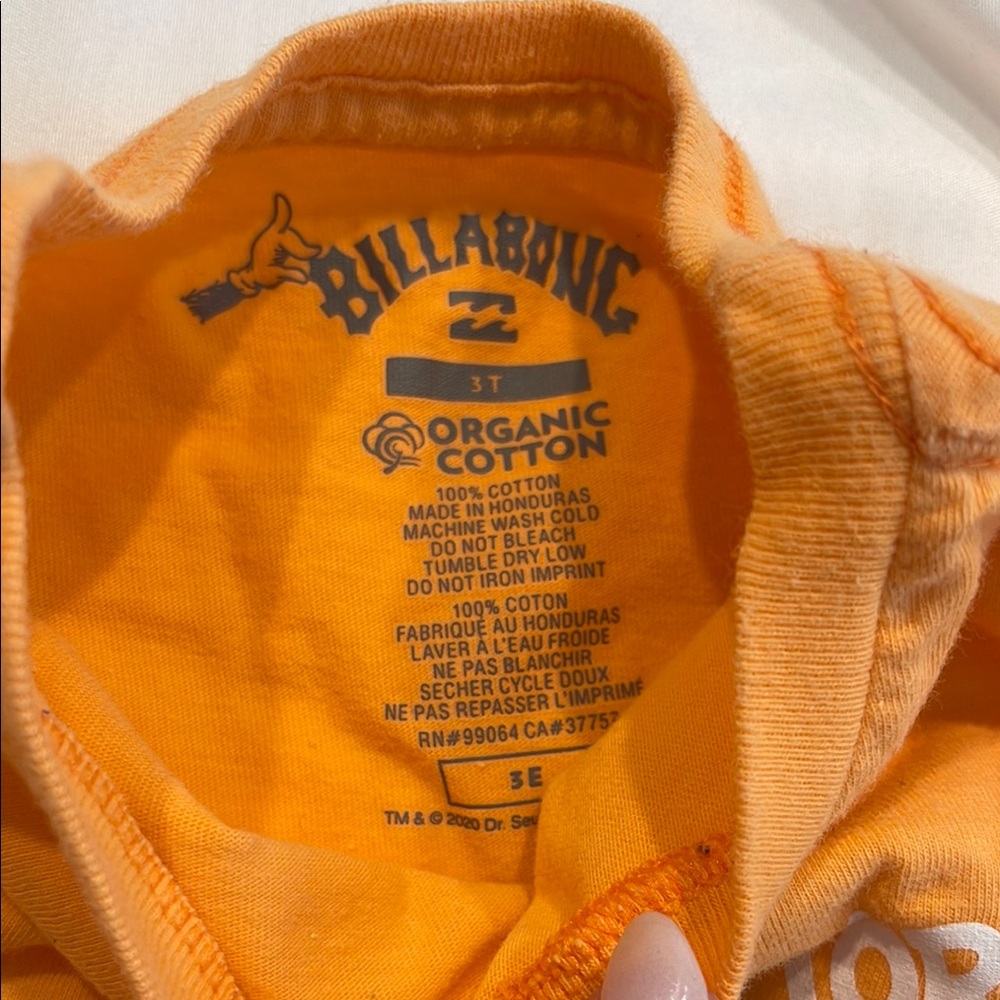 Billabong Orange Kids Long Sleeve Tee with Fun Graphics - Picture 2 of 4